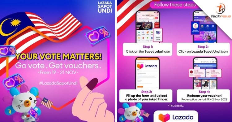 LazadaSapotUndi: Upload a pic of your inked finger this GE15 and get vouchers worth over RM350