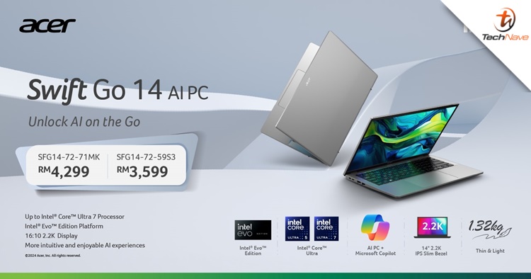 Acer Swift Go 14 Malaysia release - up to Intel Core Ultra 7 processor, starting price at RM3599
