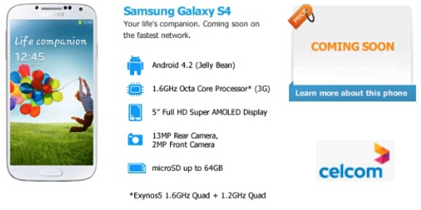 Celcom's Samsung Galaxy S4 / S IV Plan Coming Soon