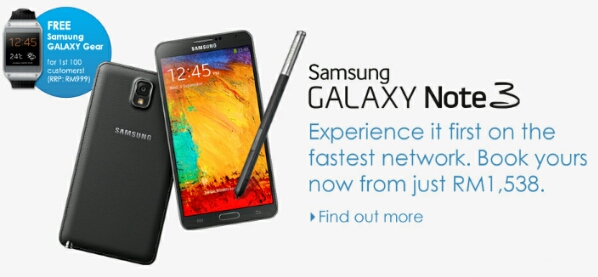 Celcom offers Samsung Galaxy Note 3 + Free Samsung Galaxy Gear from RM1538
