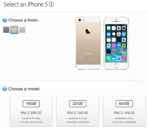 Apple Malaysia store reveals pricing for iPhone 5S, iPhone 5C and previous Apple iPad mini