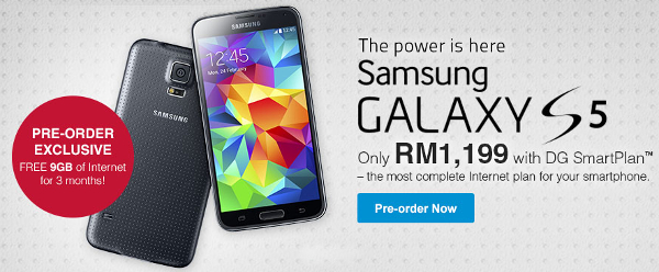 DiGi offers Samsung Galaxy S5 on pre-order from RM1199