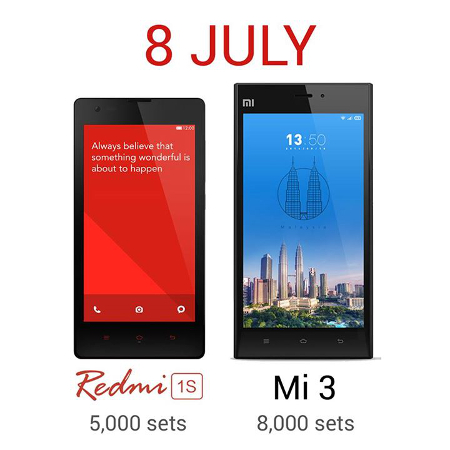 Xiaomi selling 5000 Redmi 1S and 8000 Mi-3 smartphones tomorrow and more