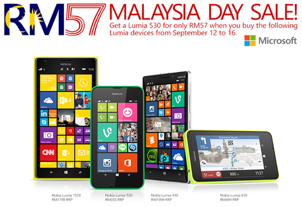 Nokia Lumia 530 now available for RM57 with another Lumia for this Malaysia Day