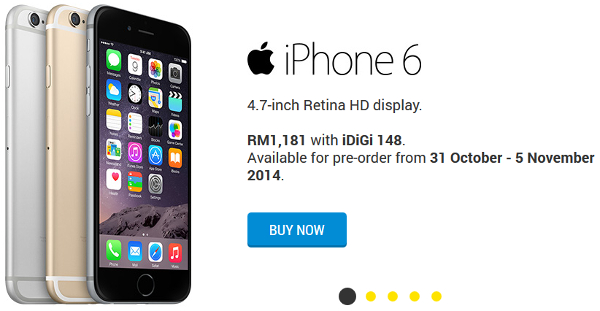 DiGi offers Apple iPhone 6 and iPhone 6 Plus on pre-order from RM1181 and RM1516