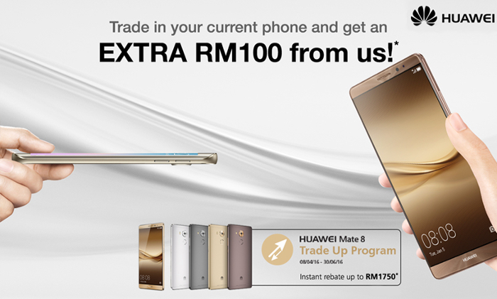 Get a brand new Huawei Mate 8 for below RM300 by trading-in your old smartphone