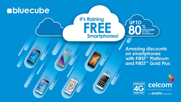 Celcom "raining down" free smartphones on this upcoming Blue Cube Weekend promotion