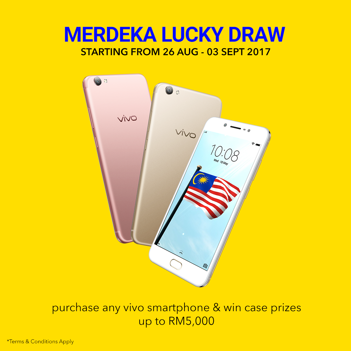 Win cash prizes up to RM5000 in vivo Merdeka Lucky Draw contest