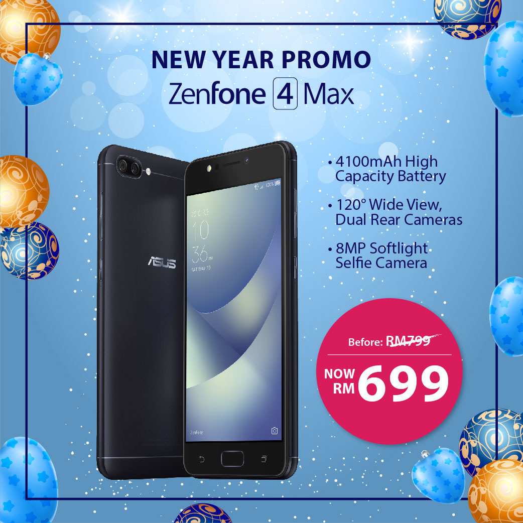 4100mAh ASUS ZenFone 4 Max phone is now RM699