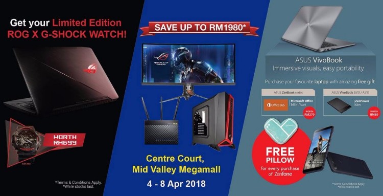 ASUS Roadshow at MidValley Megamall offers savings of up to RM1980 until 8 April 2018
