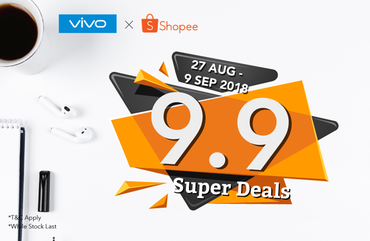 vivo Malaysia giving away promo codes for 9.9 Super Deals with Shopee