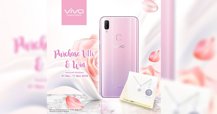 Stand a chance to win Swarovski Necklace from purchasing a vivo V11i Fairy Pink Edition