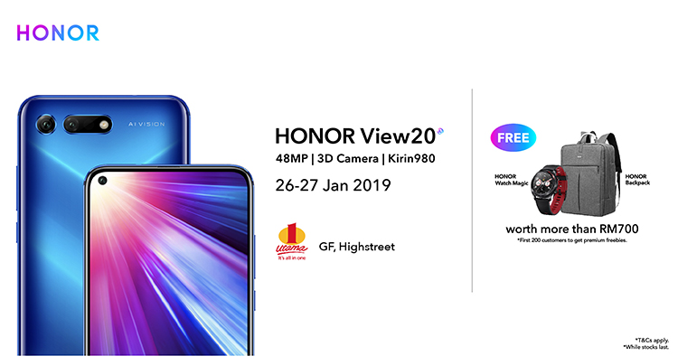 HONOR View20 to hit Malaysia on January 26 at HONOR Roadshow in 1 Utama