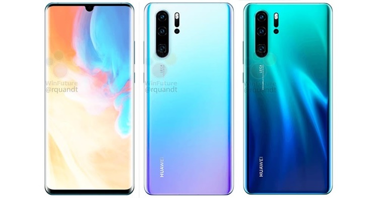 Huawei P30 series image render and features leak, might feature up to 40W charging speed