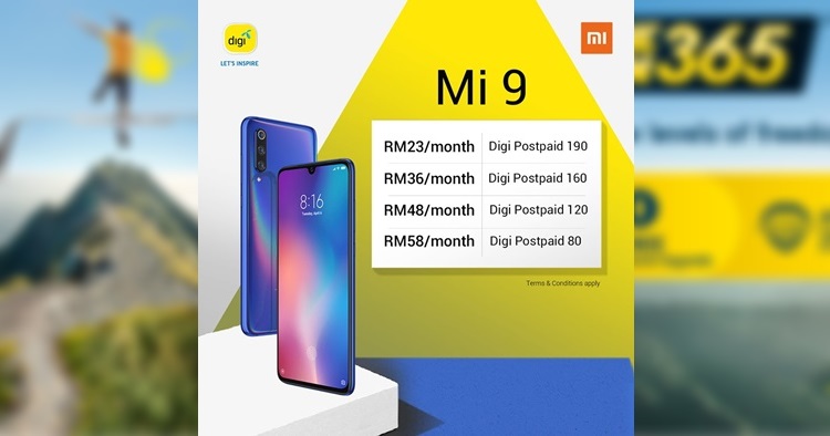 Xiaomi Mi 9 is now available in Digi PhoneFreedom 365 starting from RM58/month