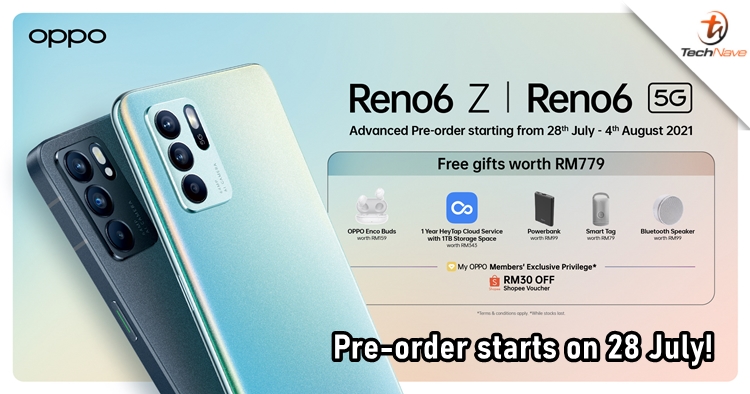 Pre-order for OPPO Reno6 5G and Reno6 Z starts on 28 July with free gifts worth RM779