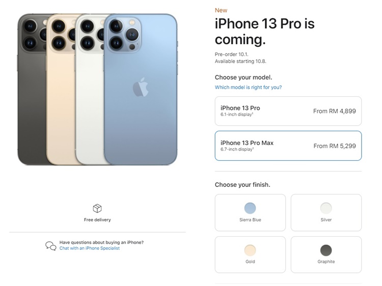 iPhone 13 series Malaysia release: up to 120Hz refresh rate &    1TB