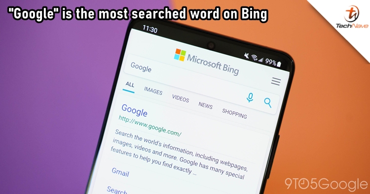 Statistics prove most people search for "Google" when they're on Bing