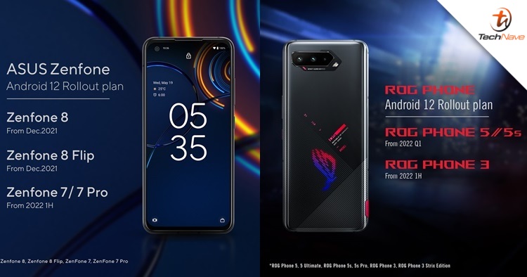 Android 12 rollout map announced for Zenfone 8, Zenfone 7 and ROG Phone Series