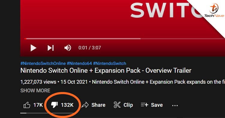 The Nintendo Switch Online Expansion Pack trailer is Nintendo's most disliked YouTube video