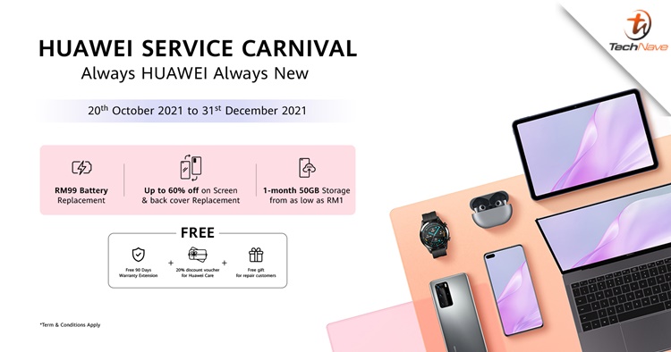 Huawei Malaysia is offering a phone battery replacement for RM99 and more for its year-end Service Carnival