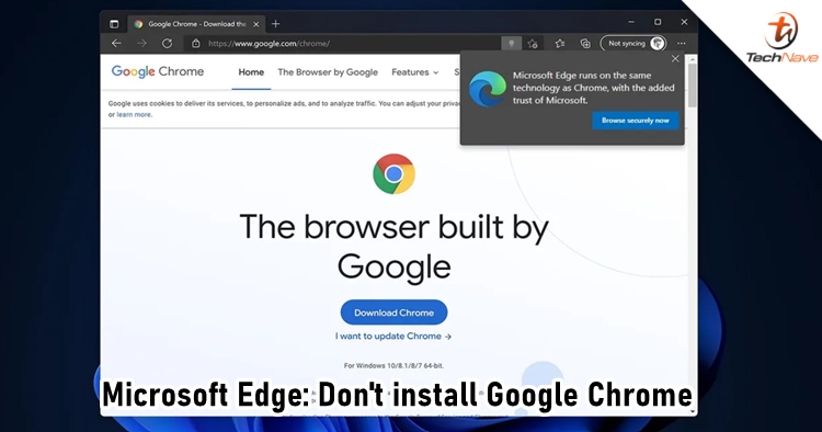 Microsoft Edge now shows messages to stop you from installing Google Chrome
