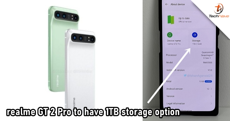 The highest variant of realme GT 2 Pro offers a 1TB storage option