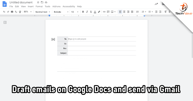 Google Docs will now allow users to draft emails and send them via Gmail