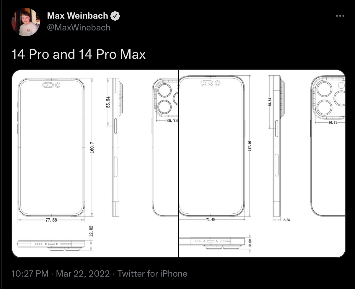 New IPhone 14 Series Schematics Leak And Renders Reveal Their Sizes And 