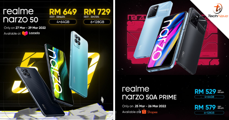 realme narzo 50 and 50A Prime Malaysia release: 6.6-inch 120Hz display, 5000mAh battery and early bird price from RM529