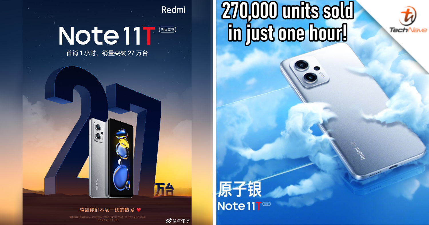 270,000 units of Redmi Note 11T Pro Series were sold in China in just one hour
