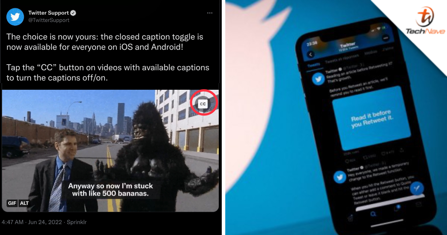 Twitter adds a button to toggle closed captions for videos on its iOS and Android app