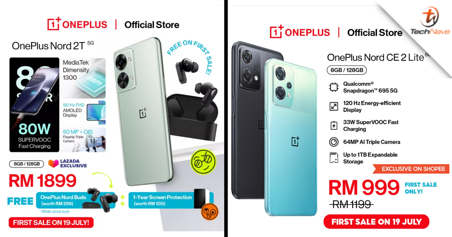 OnePlus Nord 2T and 2 CE Lite first sale: Up to RM200 off and RM299 worth of free gifts