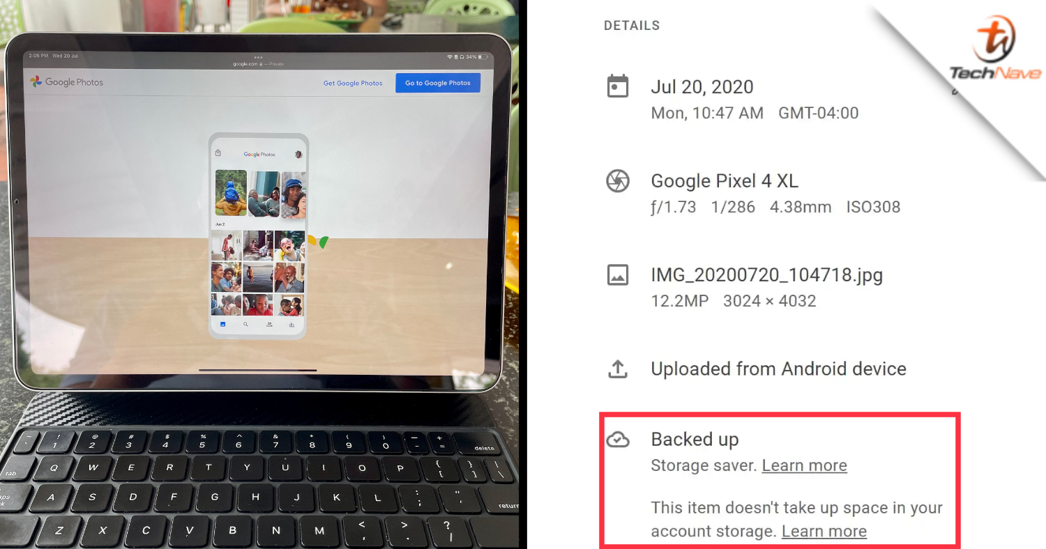 The web version of Google Photos now shows the backup quality of every image
