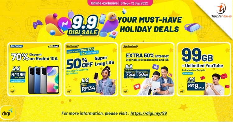 9.9 Digi Sale: Get 99GB + Unlimited YouTube for only RM9 and other exclusive deals
