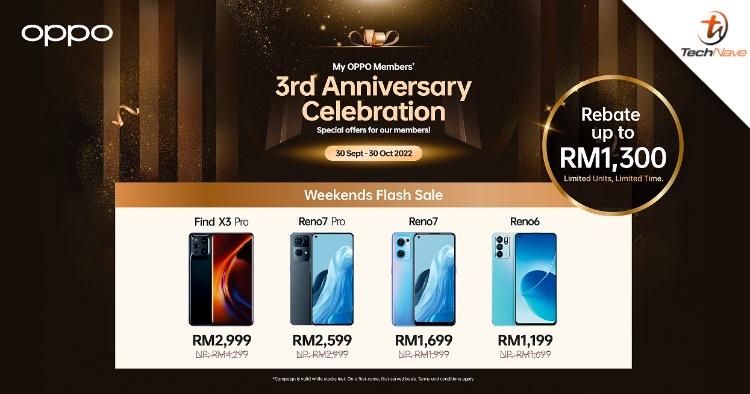 My OPPO Members’ 3rd Anniversary Celebration: Rebates up to RM1300, exclusive promos, free gifts and more!