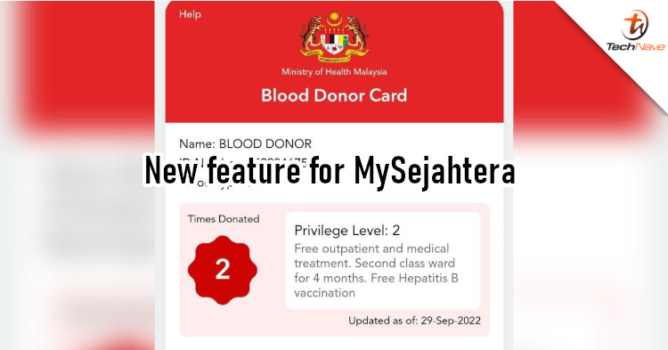 MySejahtera introduces new digital blood donor card feature
