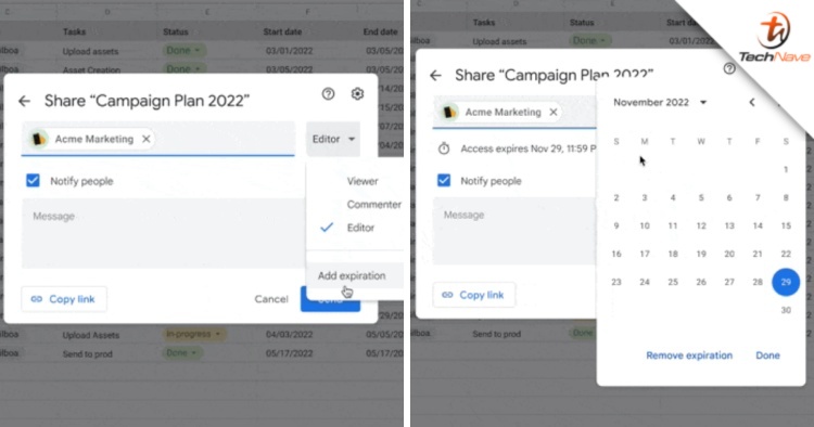 You can now set expiring access when sharing files on Google Drive