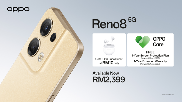 OPPO Reno 8 5G Sunkissed Beige Malaysia release: now improved with 12GB of  RAM for RM2399