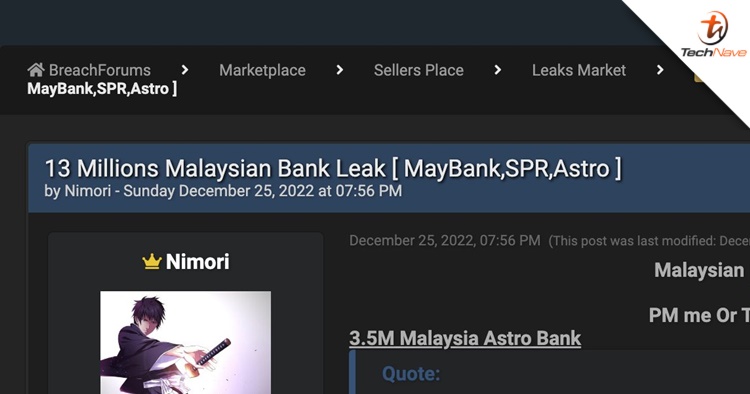 13 million user data from Astro, Maybank and SPR may have been compromised