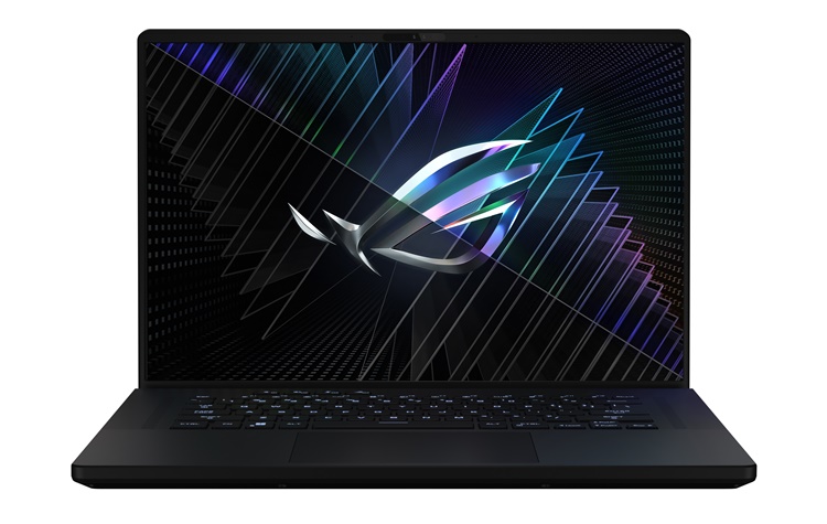 ROG Zephyrus M16 with the lid open and the ROG Fearless Eye logo visible on screen.jpg