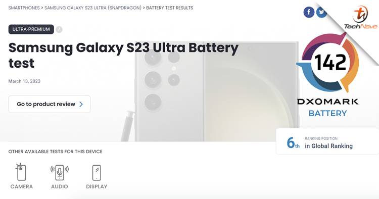 DxOMark placed Samsung Galaxy S23 Ultra no.6 rank in battery performance