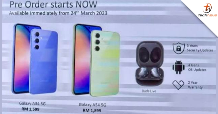 Samsung Galaxy A54 5G and Galaxy A34 5G Malaysia pre-order: From RM1599 with free Galaxy Buds Live and 2-year warranty