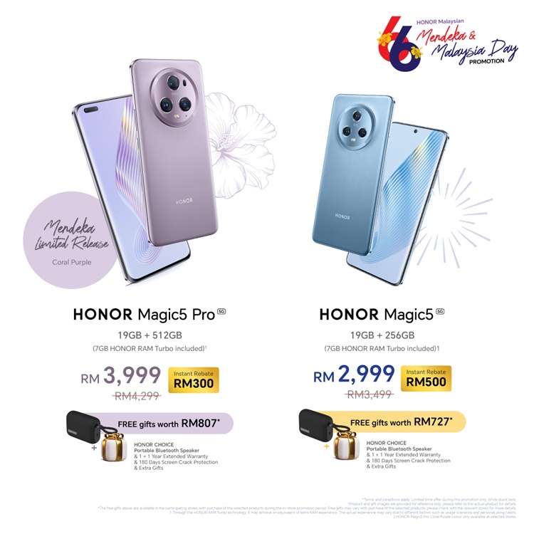 HONOR Magic5 Pro Coral Purple Malaysia release - priced at RM3999