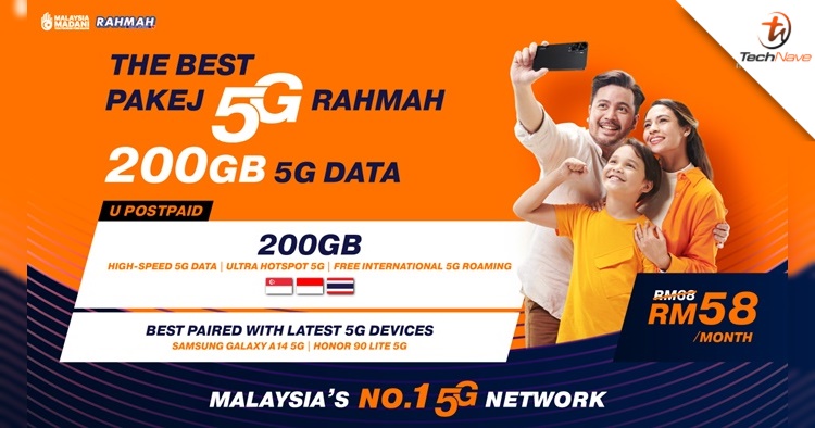 Pakej 5G RAHMAH - U Postpaid 68 plan upgraded with 200GB 5G/4G data monthly