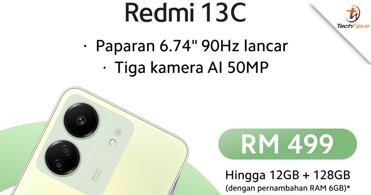 Redmi 13C Malaysia release - 6.74" 90Hz display & a 5000mAh battery, priced at RM499