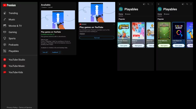 Playables is now rolling out for Premium subscribers