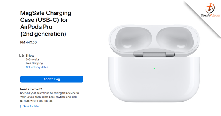 Apple is now selling a standalone MagSafe Charging Case (USB‑C) for AirPods Pro (2nd Gen) for RM449