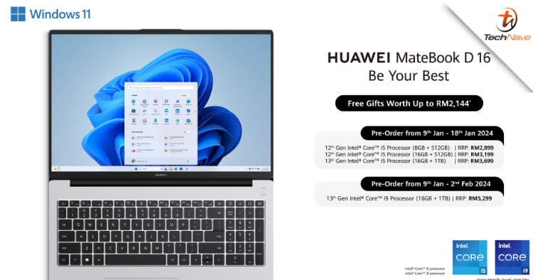HUAWEI MateBook D16 Malaysia release - From RM2899, pre-order gifts worth up to RM 2144