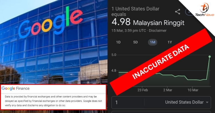 Wrong USD to MYR conversion: Google doesn’t verify any finance data and is not obligated to do so